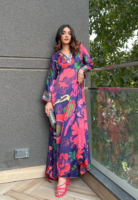 Mahek Jain in Indigo floral kurta with culottes