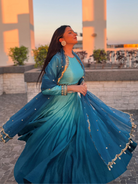 Ombre Blue Anarkali