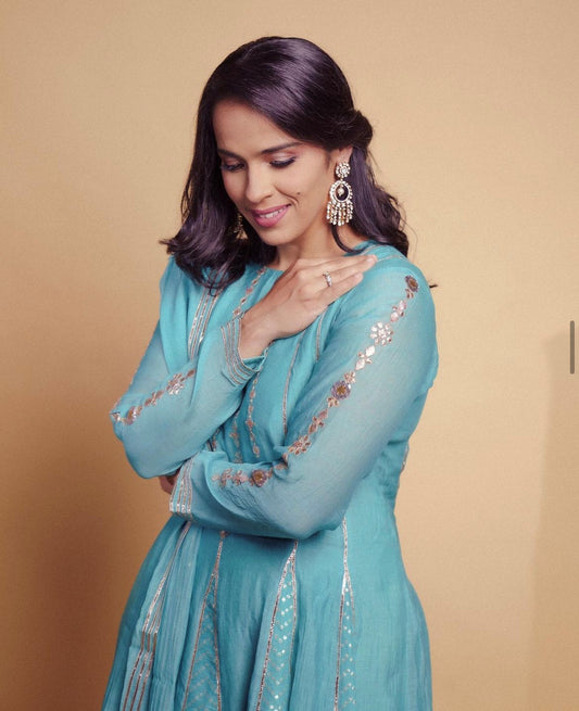 Saina Nehwal in Light Blue Anarkali