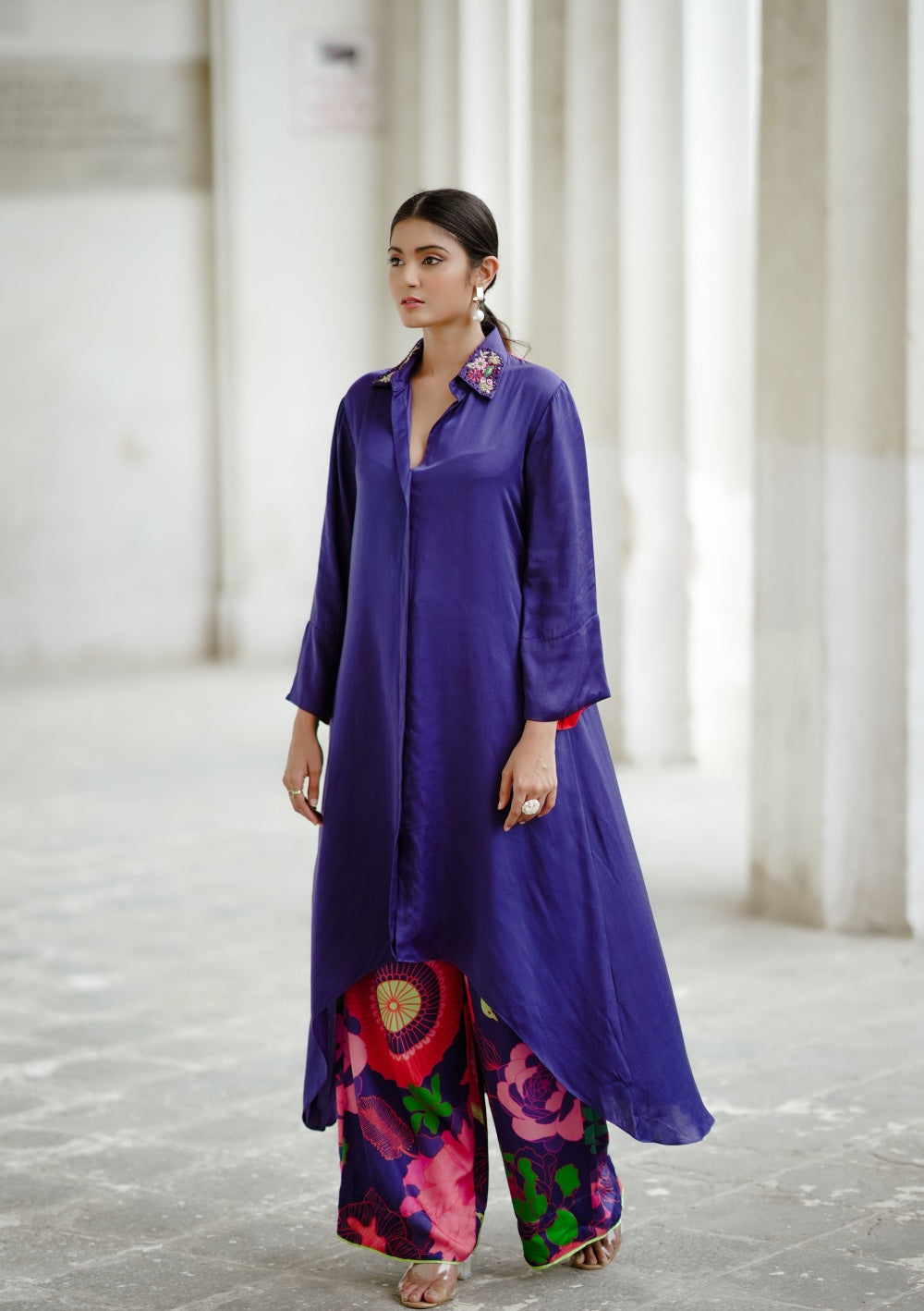 Indigo collared Kurta with culottes