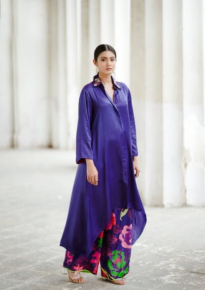 Indigo collared Kurta with culottes