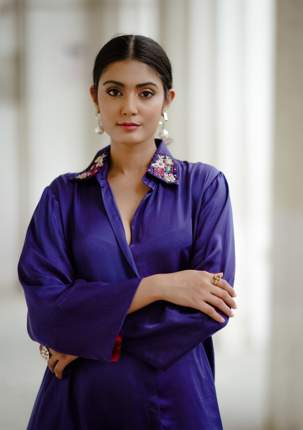 Indigo collared Kurta with culottes